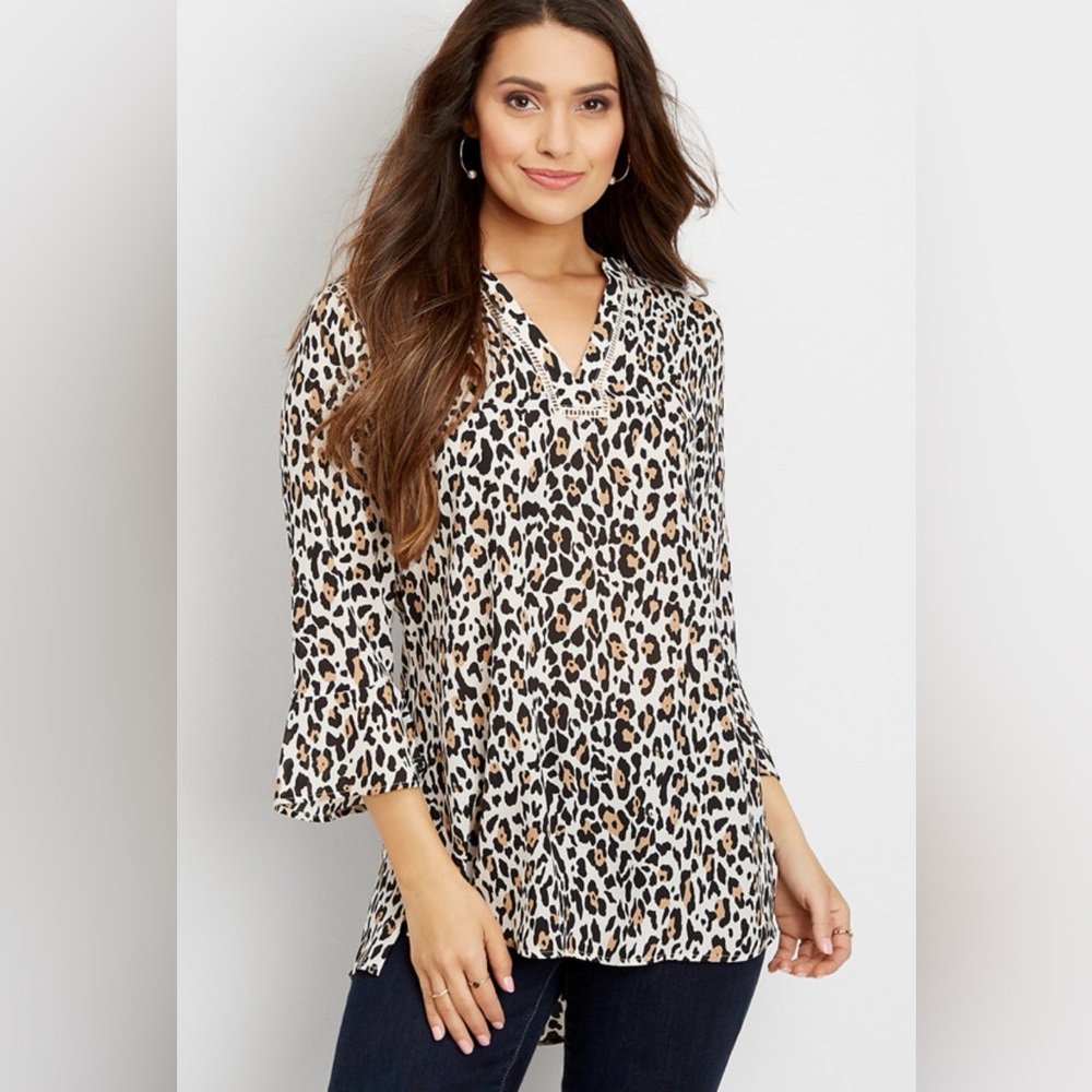 Maurices Animal Print V-Neck Blouse